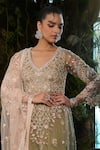 Buy_Shashank Arya_Green Georgette, Tulle Sequins, Pearls, Crystals, Embroidery Kurta Sharara Set _Online_at_Aza_Fashions