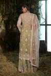 Shop_Shashank Arya_Green Georgette, Tulle Sequins, Pearls, Crystals, Embroidery Kurta Sharara Set _at_Aza_Fashions