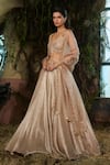 Buy_Shashank Arya_Gold Georgette, Organza Sequins, Embroidery, Metallic Thread, Lehenga Set _Online_at_Aza_Fashions