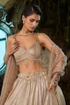 Shop_Shashank Arya_Gold Georgette, Organza Sequins, Embroidery, Metallic Thread, Lehenga Set _Online_at_Aza_Fashions