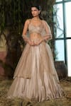 Buy_Shashank Arya_Gold Georgette, Organza Sequins, Embroidery, Metallic Thread, Lehenga Set _at_Aza_Fashions