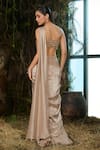 Shop_Shashank Arya_Gold Georgette, Tulle, Satin Embroidered Pre-draped Concept Saree With Blouse _at_Aza_Fashions