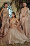 Shashank Arya_Gold Georgette Sequins, Beads, Crystals Embellished Kaftan Top And Sharara Set _at_Aza_Fashions