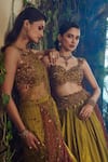 Shashank Arya Olive Green Crinkle, Satin, Dupion Sequins, Beads, Embroidered Lehenga Set Online at Aza Fashions Shashank Arya_Olive Green Crinkle, Satin, Dupion Sequins, Beads, Embroidered Lehenga Set _Online_at_Aza_Fashions