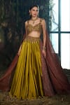 Buy Shashank Arya Olive Green Crinkle, Satin, Dupion Sequins, Beads, Embroidered Lehenga Set at Aza Fashions Buy_Shashank Arya_Olive Green Crinkle, Satin, Dupion Sequins, Beads, Embroidered Lehenga Set _at_Aza_Fashions