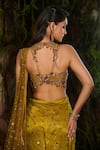 Buy_Shashank Arya_Green Crinkle, Satin, Knit, Net Sequins, Pre-draped Concept Saree With Blouse _Online_at_Aza_Fashions