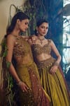 Shop_Shashank Arya_Green Crinkle, Satin, Knit, Net Sequins, Pre-draped Concept Saree With Blouse _Online_at_Aza_Fashions
