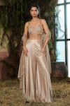 Buy_Shashank Arya_Gold Georgette, Organza Beads, Crystals, Tassels Textured Blouse Sharara Set _at_Aza_Fashions