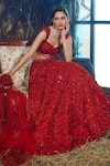 Buy_Shashank Arya_Red Tulle Sequins, Crystals, Embroidery, Beads Resham And Work Lehenga Set 