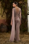 Shop_Shashank Arya_Gray Knit, Tulle Sequins, Crystals V-neck Pleated Jumpsuit _at_Aza_Fashions