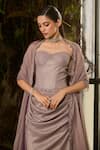 Shashank Arya_Gray Georgette Crystals, Sequins Sweetheart Neck And Embroidered Corset Skirt Set _Online_at_Aza_Fashions