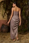 Shop_Shashank Arya_Gray Georgette Crystals, Sequins Sweetheart Neck And Embroidered Corset Skirt Set _at_Aza_Fashions