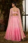 Shop_Shashank Arya_Pink Georgette, Tulle Sequins, Stones, Crystals, Ombre And Work Lehenga Set _at_Aza_Fashions