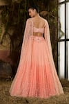 Shop_Shashank Arya_Peach Georgette, Tulle Sequins, Crystals, Stones, Ombre And Work Lehenga Set _at_Aza_Fashions