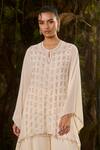 Shop_Shashank Arya_Ivory Georgette, Crepe, Shantoon Embroidered Kaftan Kurta And Sharara Set _Online_at_Aza_Fashions