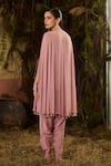 Shop_Shashank Arya_Pink Georgette, Crepe Round Neck Sequin Embroidered Cape And Dhoti Pant Set _at_Aza_Fashions