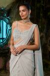 Shashank Arya_Blue Georgette, Tulle Crystals, And Embroidered Concept Saree With Blouse _Online_at_Aza_Fashions