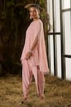 Shashank Arya_Pink Georgette, Crepe Sequins, Embroidery Keyhole Neck And Dabka Cape Kurta Set _Online_at_Aza_Fashions