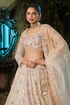 Shashank Arya_Multi Color Dupion, Organza Sequins, Pearls, Zari, Bridal Kali Lehenga Set _Online_at_Aza_Fashions