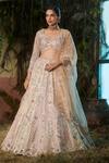 Buy_Shashank Arya_Multi Color Dupion, Organza Sequins, Pearls, Zari, Bridal Kali Lehenga Set _at_Aza_Fashions
