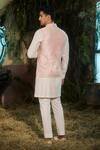 Shop_Shashank Arya_Peach Dupion, Silk Sequins, Pearls Embroidered Work Nehru Jacket _at_Aza_Fashions