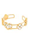 Buy_Mnsh_Gold Plated Imitation Gemstones Noor Kamal Polki Cuff Bracelet _Online_at_Aza_Fashions