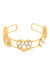 Shop_Mnsh_Gold Plated Imitation Gemstones Noor Kamal Polki Cuff Bracelet _at_Aza_Fashions
