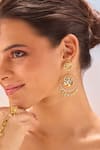 Buy_Mnsh_Gold Plated Imitation Gemstones Kamal Polki Earrings _at_Aza_Fashions