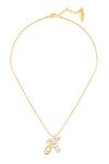 Shop_Mnsh_Gold Plated Polki M Shaped Pendant Necklace _at_Aza_Fashions