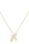 Mnsh_Gold Plated Polki M Shaped Pendant Necklace _Online_at_Aza_Fashions