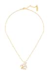Shop_Mnsh_Gold Plated Polki S Shaped Pendant Necklace _at_Aza_Fashions