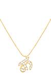 Mnsh_Gold Plated Polki K Shaped Pendant Necklace _Online_at_Aza_Fashions