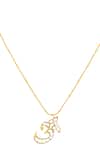 Mnsh_Gold Plated Polki A Shaped Pendant Necklace _Online_at_Aza_Fashions