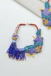 Krutiarts_Purple Beads, Embroidery, Tassels Urmila Earrings _at_Aza_Fashions