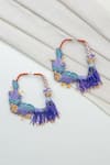 Shop_Krutiarts_Purple Beads, Embroidery, Tassels Urmila Earrings _at_Aza_Fashions