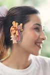 Krutiarts_Yellow Beads, Embroidery Kajol Earrings _Online_at_Aza_Fashions