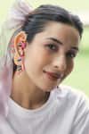 Buy_Krutiarts_Multi Color Embroidery, Beads, Mirrors Raveena Earrings _at_Aza_Fashions