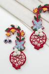 Buy_Krutiarts_Red Embroidery, Beads, Mirrors Karishma Earrings 