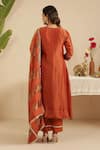 Shop_Gulabik Jaipur_Orange Chanderi, Cotton, Tissue Embroidery, Lace Rust Hand Embroidred Kurta Set _at_Aza_Fashions