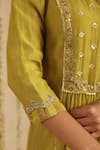 Buy_Gulabik Jaipur_Green Chanderi, Cotton Embroidery, Sequins, Mehendi Zardozi Work Kurta Set _Online_at_Aza_Fashions