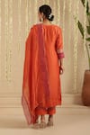 Shop_Gulabik Jaipur_Orange Chanderi, Cotton Gota Patti, Embroidery Split V-neck Work Kurta Set _at_Aza_Fashions