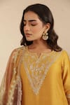 Buy_Gulabik Jaipur_Yellow Chanderi Embroidery, Gota Patti, Lace, Zari Deep Gold Kurta Gharara Set 