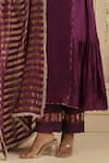 Buy_Gulabik Jaipur_Purple Chanderi, Cotton Embroidery, Beads, Lace Split V-neck Anarkali Set _Online_at_Aza_Fashions