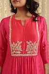 Gulabik Jaipur_Pink Chanderi Sequins, Stones, Gota Patti, Metallic Thread Embroidered Kurta Set _Online