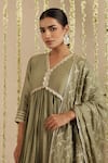 Shop_Gulabik Jaipur_Green Chanderi, Cotton, Chiffon Sequins, Gota Patti, Moss Anarkali Set _Online_at_Aza_Fashions