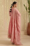 Shop_Gulabik Jaipur_Pink Chanderi, Cotton, Chiffon Embroidery, Sequins, Lace, Dusty Anarkali Set _at_Aza_Fashions
