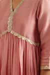 Shop_Gulabik Jaipur_Pink Chanderi, Cotton, Chiffon Embroidery, Sequins, Lace, Dusty Anarkali Set _Online_at_Aza_Fashions
