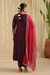 Shop_Gulabik Jaipur_Purple Chanderi, Cotton Embroidery, Mirrors, Tassels Split V-neck Kurta Set _at_Aza_Fashions