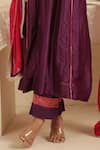 Gulabik Jaipur_Purple Chanderi Beads, Tassels, Embroidery Round Neck Kurta Set _Online_at_Aza_Fashions