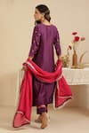 Shop_Gulabik Jaipur_Purple Chanderi Beads, Tassels, Embroidery Round Neck Kurta Set _at_Aza_Fashions
